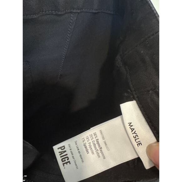 PAIGE Mayslie Cropped Ankle Coated Black Jogger Pants Size 29 Versatile Gorpcore - Picture 6 of 11